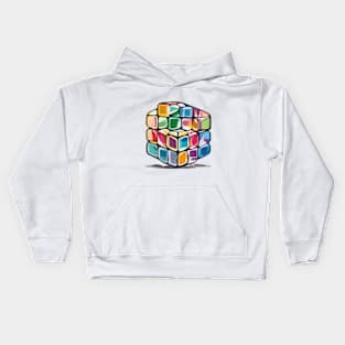 Rubic Cube Pastel shades Shadow Silhouette Anime Style Collection No. 387 Kids Hoodie